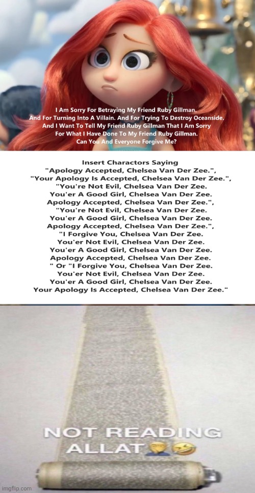 Who Accepts Chelsea Van Der Zee's Apology | image tagged in who accepts chelsea van der zee's apology | made w/ Imgflip meme maker
