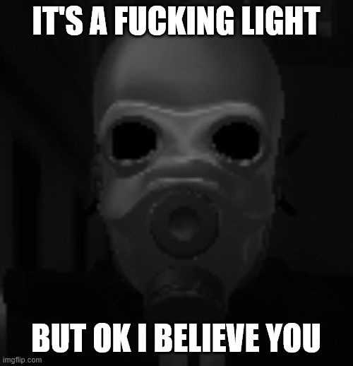it's a fucking light but ok I believe you | image tagged in the suffering combine | made w/ Imgflip meme maker