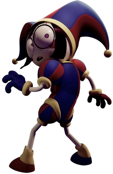 Shocked Pomni looking back Blank Meme Template