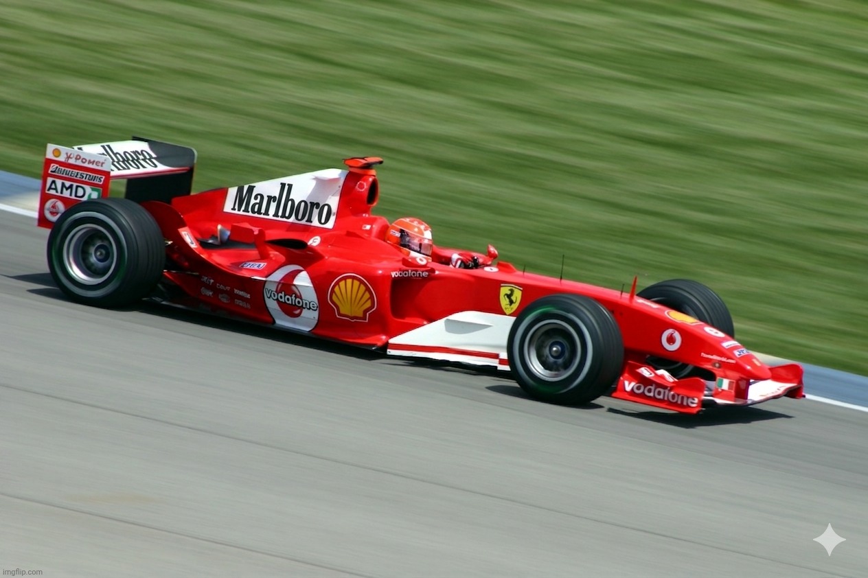 Ferrari F2004: Driven By: Michael Schumacher, Most Dominating F1 Car Ever | image tagged in ferrari f2004,f1,2000s,formula 1 | made w/ Imgflip meme maker