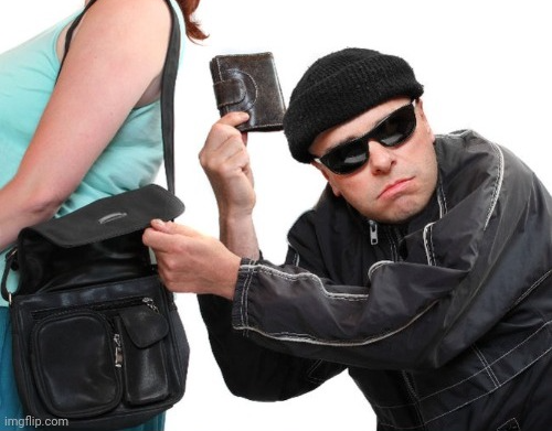 Thief stealing wallet Blank Meme Template