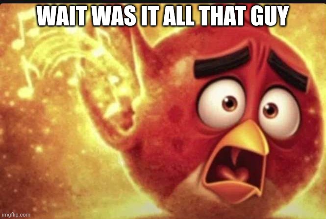 angry bird with ear open shocked | Wait was it all that guy | image tagged in angry bird with ear open shocked | made w/ Imgflip meme maker