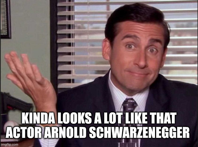 Michael Scott | Kinda looks a lot like that actor Arnold Schwarzenegger | image tagged in michael scott | made w/ Imgflip meme maker