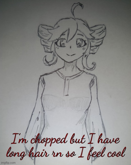 Omani Teto | I’m chopped but I have long hair rn so I feel cool | image tagged in omani teto | made w/ Imgflip meme maker