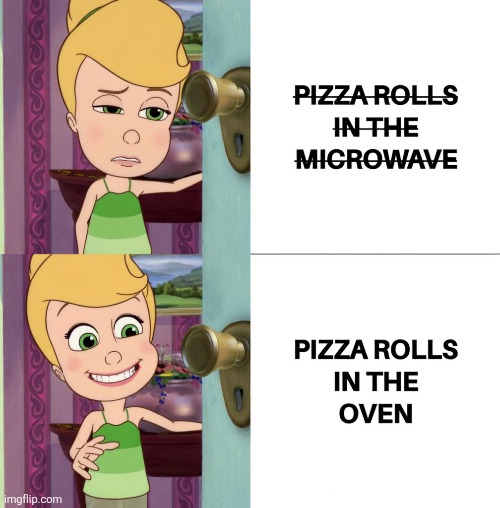 PIZZA ROLLS IN THE OVEN | image tagged in memes,jimmy neutron,cindy vortex,food,oven,pizza rolls | made w/ Imgflip meme maker