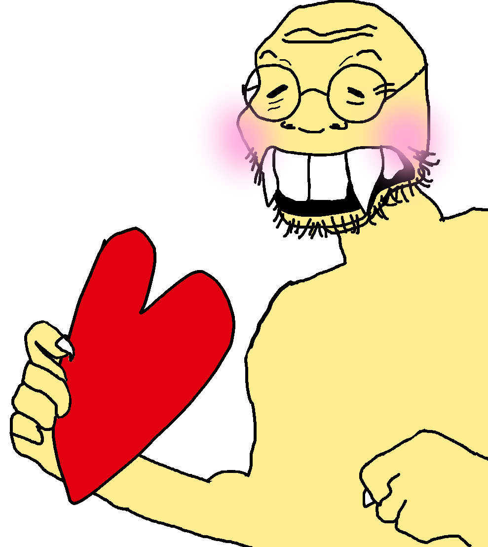 Asian wojak blushing while holding heart Blank Meme Template