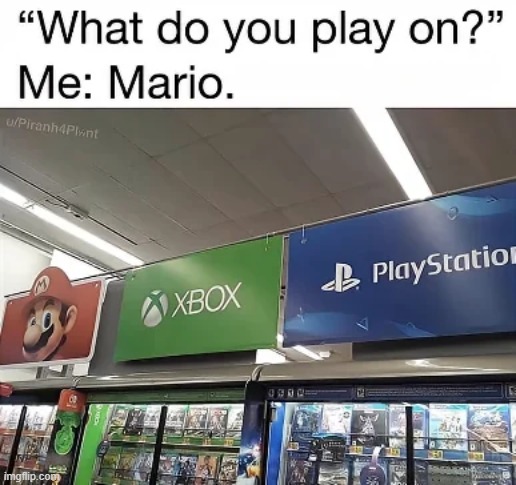 What do you play on | image tagged in memes,funny,nintendo,mario,gaming,lol | made w/ Imgflip meme maker
