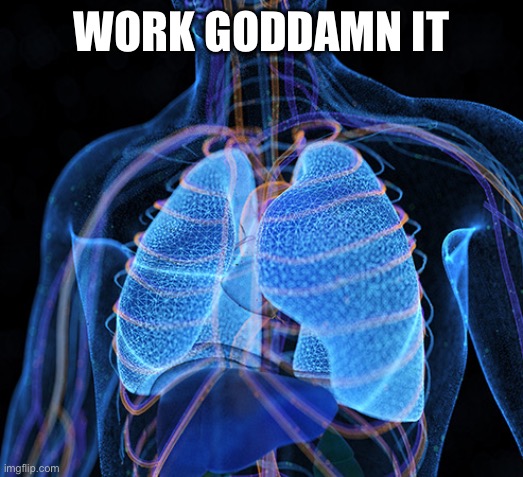 WORK GODDAMN IT | image tagged in asthma | made w/ Imgflip meme maker