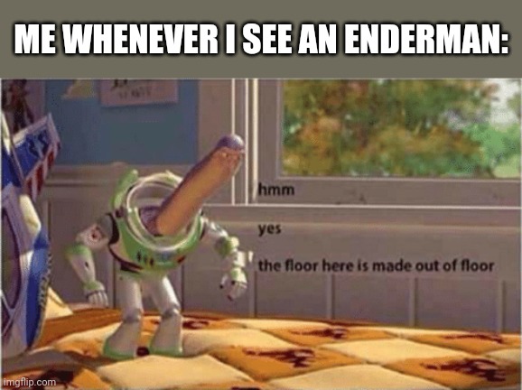 floor | Me whenever I see an enderman: | image tagged in hmm yes the floor here is made out of floor,minecraft,enderman | made w/ Imgflip meme maker