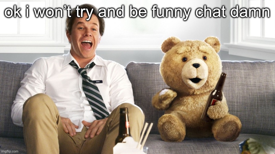 ted | ok i won’t try and be funny chat damn | image tagged in ted | made w/ Imgflip meme maker