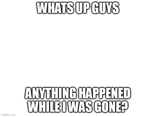 whats up guys; anything happened while i was gone? | made w/ Imgflip meme maker