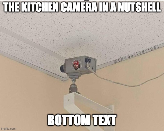 this is true | the kitchen camera in a nutshell; bottom text | image tagged in jail cell camera,kitchen,fnaf,lol,in a nutshell | made w/ Imgflip meme maker