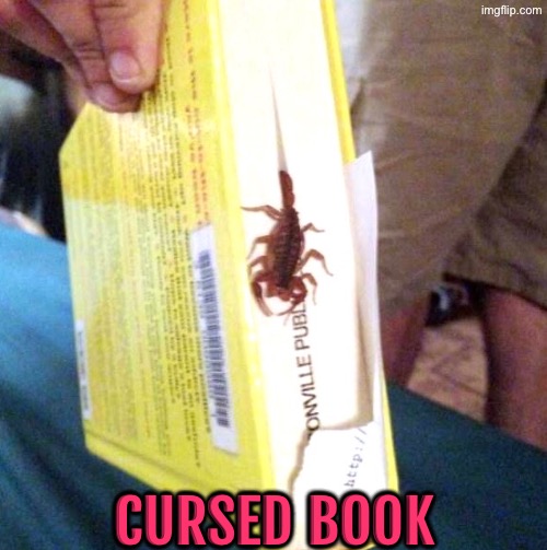 Cursed Book | Cursed book | image tagged in cursed images,book,scorpion,unsee juice,drink bleach,oh hell no | made w/ Imgflip meme maker