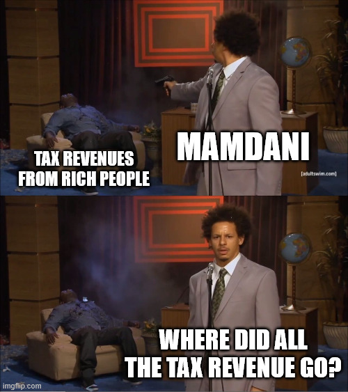 NYC deserves what they voted for | Mamdani Tax revenues from rich people Where did all the tax revenue go? | image tagged in memes,who killed hannibal,nyc deserves what they voted for | made w/ Imgflip meme maker