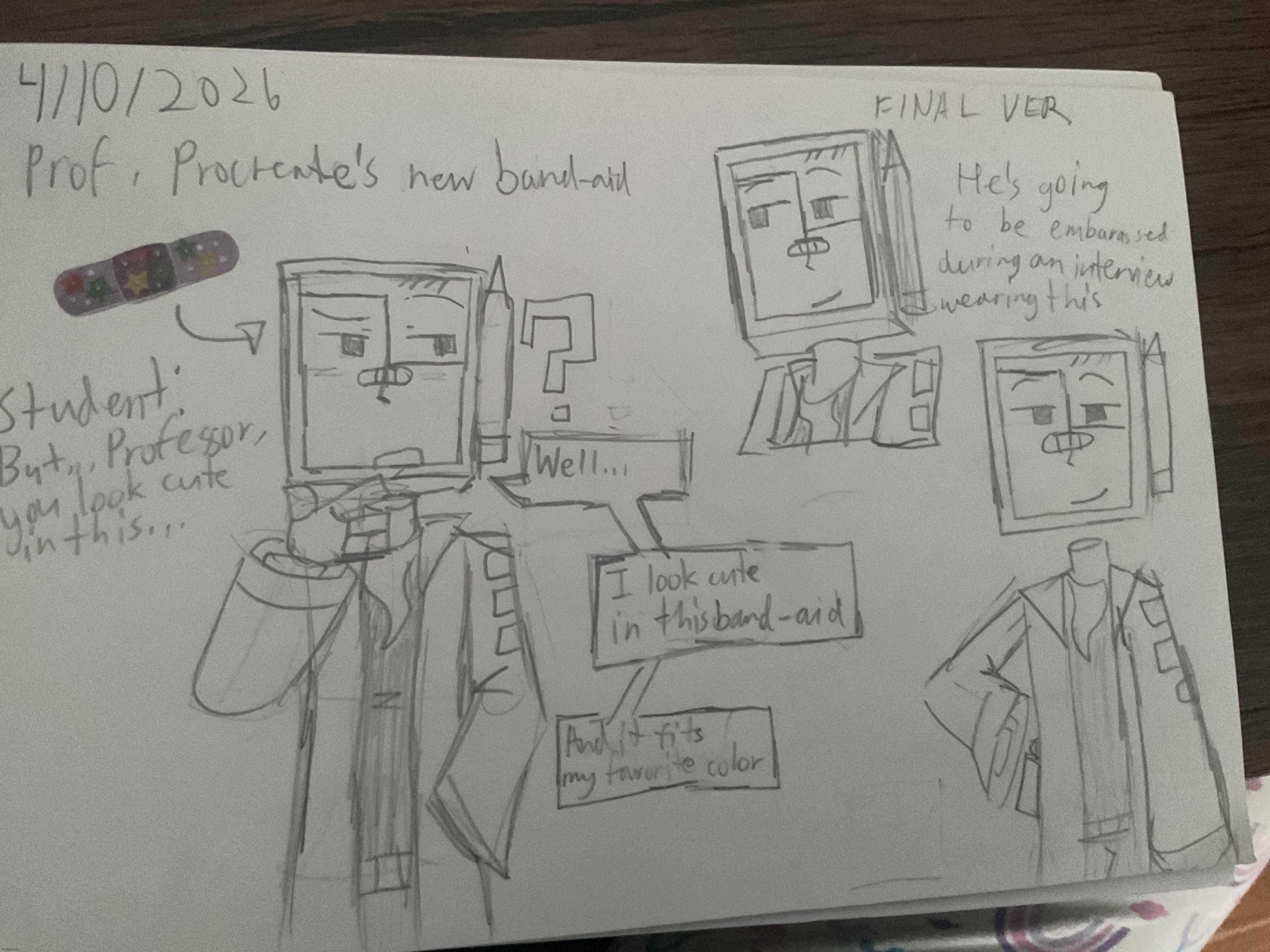 art i haven’t posted yet | image tagged in professor procreate,bandaid | made w/ Imgflip meme maker