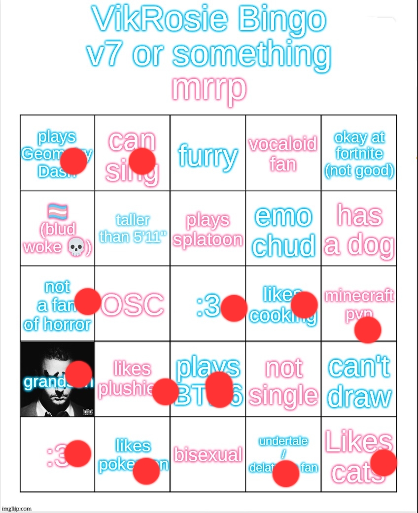 VikRosie Bingo NEW!!!!!!!!!!!!!!!!!! | image tagged in vikrosie bingo new | made w/ Imgflip meme maker