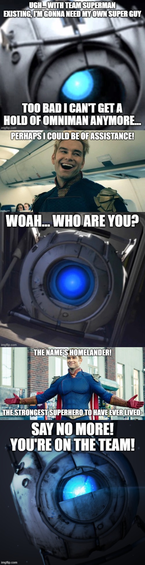 Homelander joins Team Wheatley | made w/ Imgflip meme maker