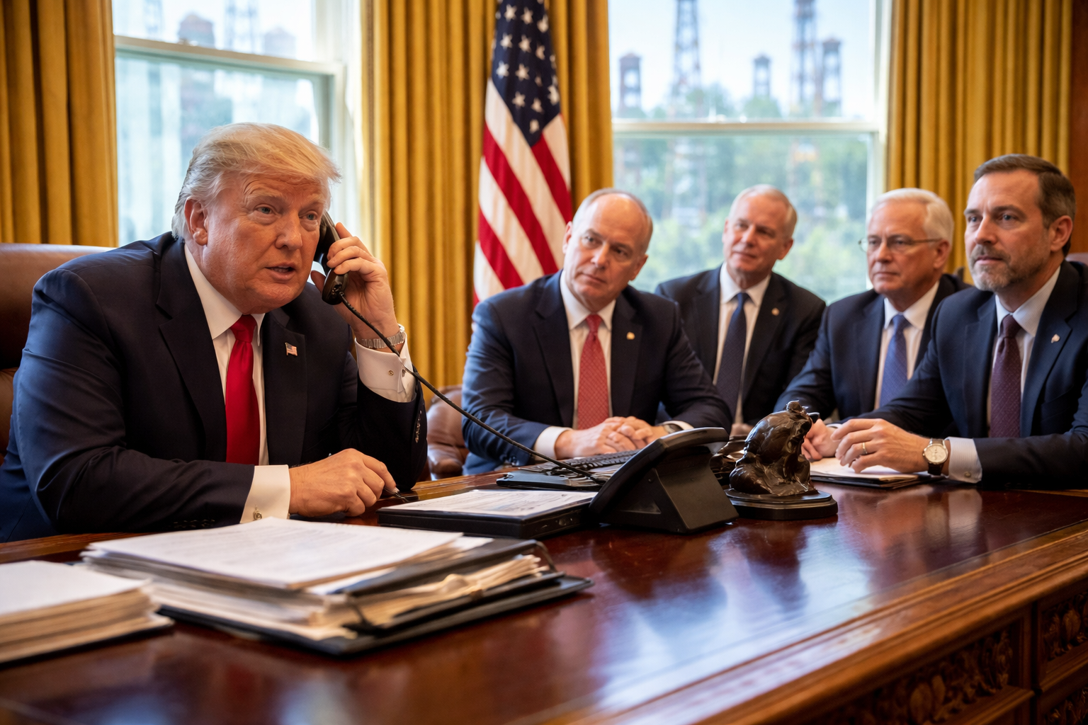 Trump phones oil executives Blank Meme Template