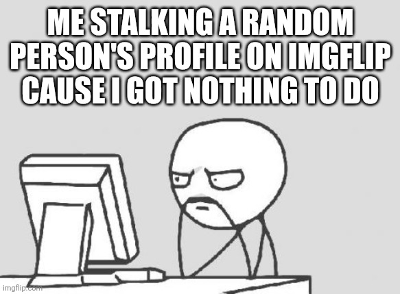 Prob doing it rn | Me stalking a random person's profile on imgflip cause I got nothing to do | image tagged in memes,computer guy,idk what to put here | made w/ Imgflip meme maker