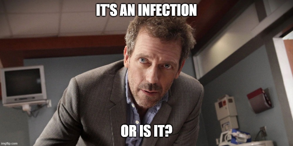House It's an infection | It's an infection; Or is it? | image tagged in house,dr house,infection | made w/ Imgflip meme maker