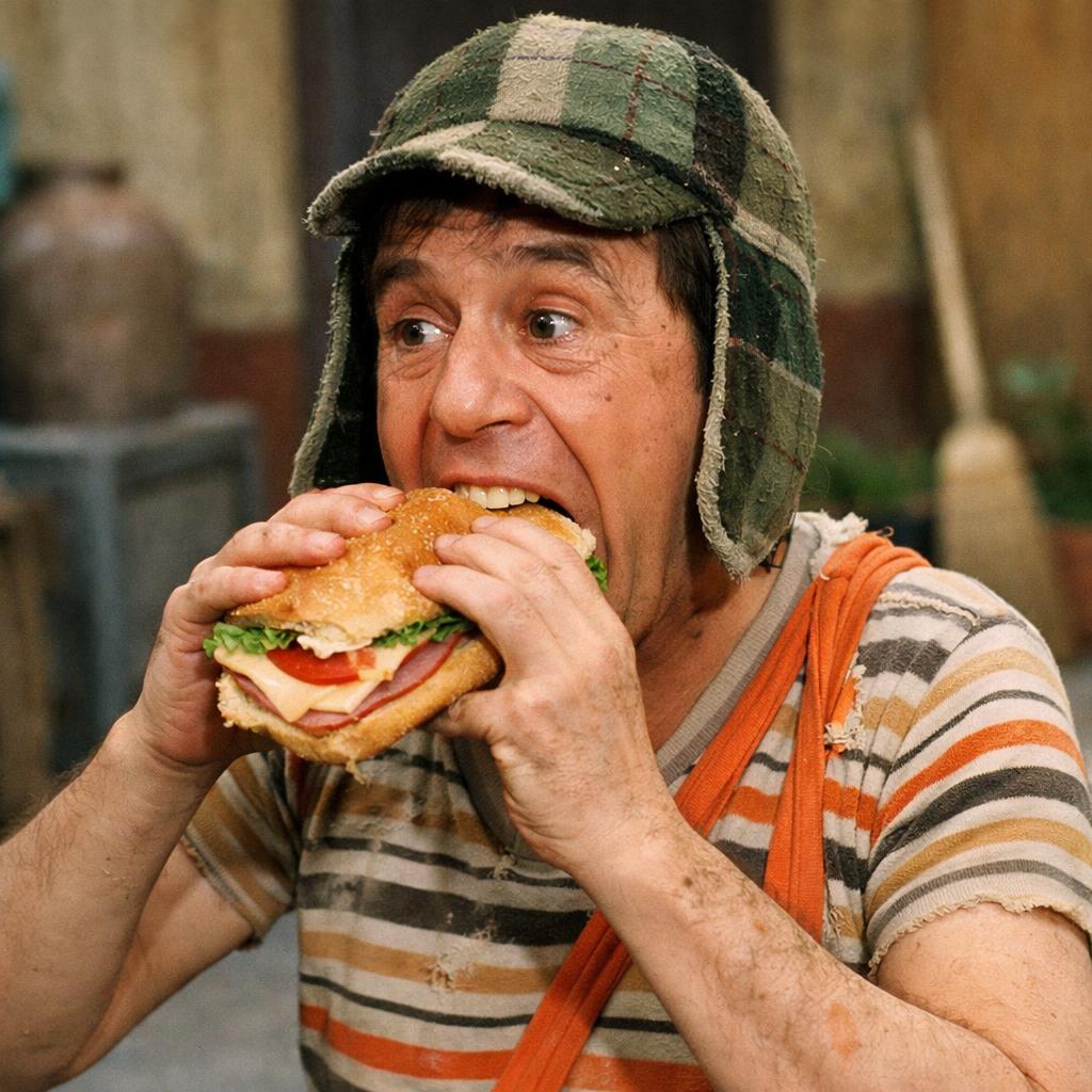 CHAVES COMENDO SANDUICHE Blank Meme Template
