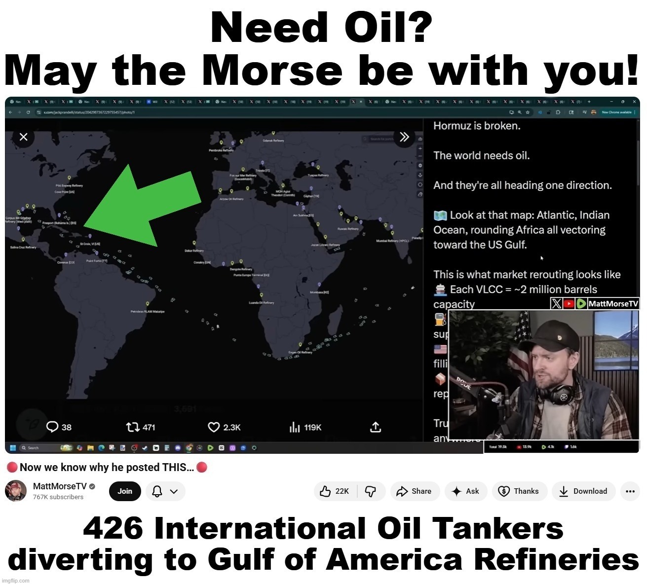 Need Oil? May the Morse be with you! | image tagged in iranian,strait of hormuz,fuck around and find out,gulf of america,stupid people be like,iran | made w/ Imgflip meme maker