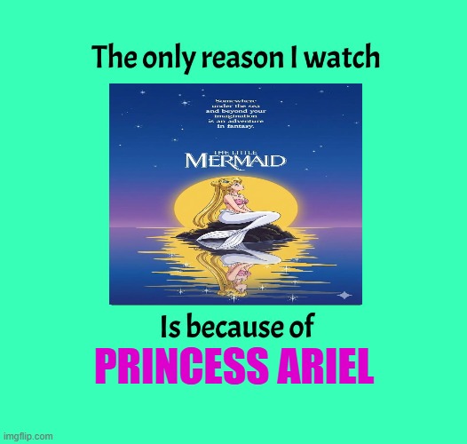 the only reason i watched the little mermaid is because of princess ariel | princess ariel | image tagged in the only reason i watch blank is because of blank,princess ariel,the little mermaid,fairy tales,classic movies,fantasy | made w/ Imgflip meme maker