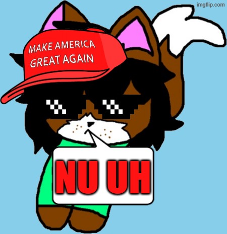 Nu Uh | Nu uh | image tagged in make america great again shoulder victoria,memes,nu uh,victoria,cat | made w/ Imgflip meme maker