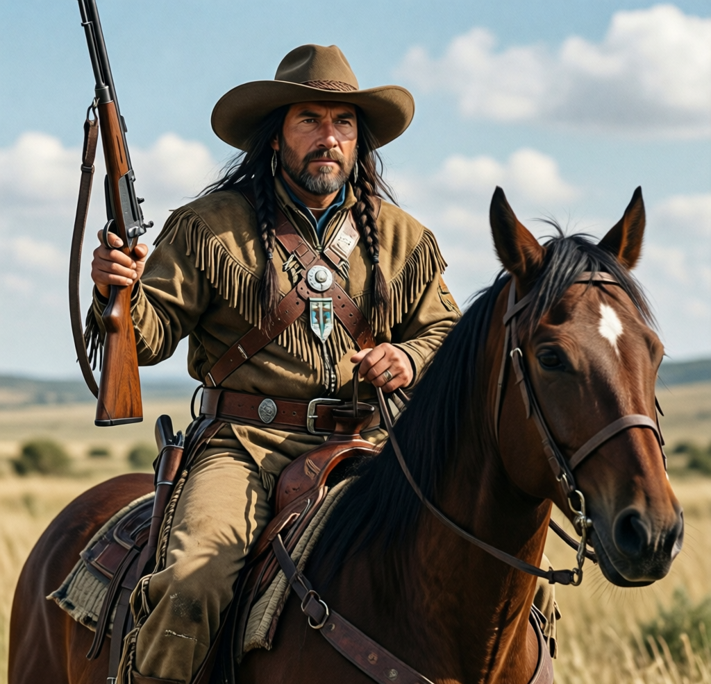 Cowboy horse rifle western USA Blank Meme Template