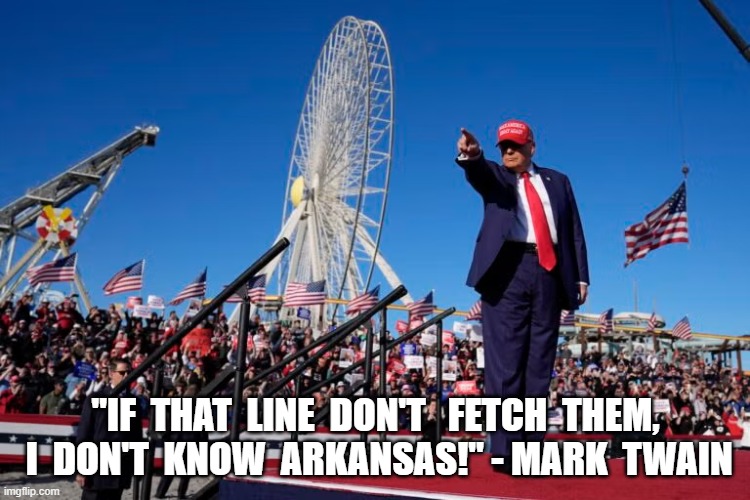 MAGA Values | "if  that  line  don't   fetch  them,  i  don't  know  arkansas!" - mark  twain | image tagged in stop reading the tags | made w/ Imgflip meme maker