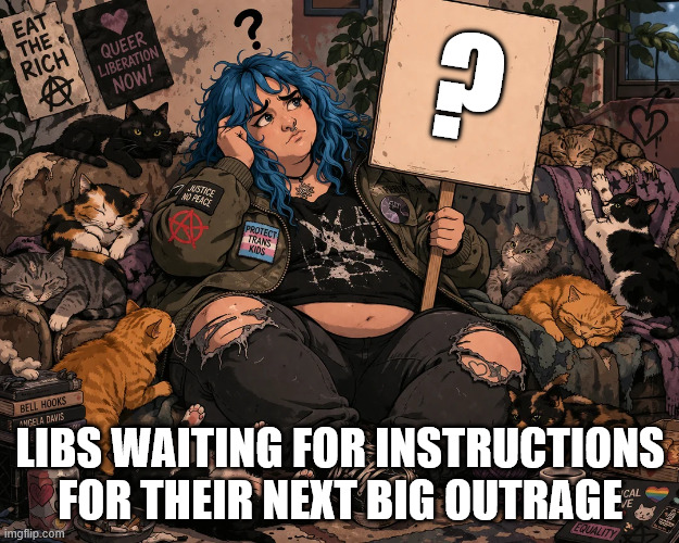 ? Libs waiting for instructions for their next big outrage | made w/ Imgflip meme maker