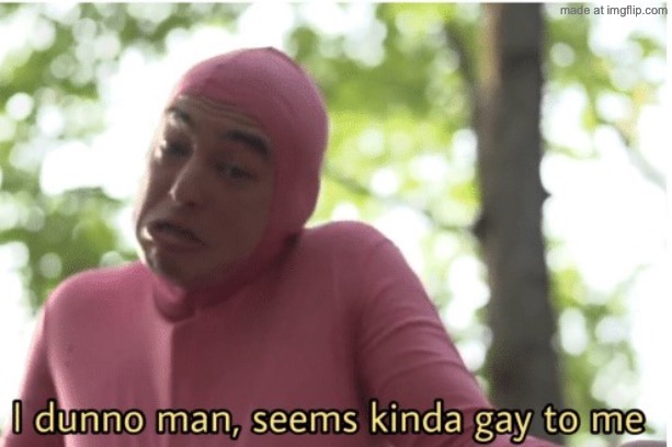 image tagged in i dunno man seems kinda gay to me | made w/ Imgflip meme maker
