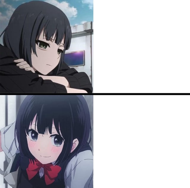 Sad anime girl happy anime girl Blank Meme Template