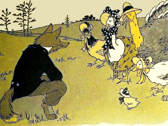 Chicken Little meets Foxy Loxy Blank Meme Template