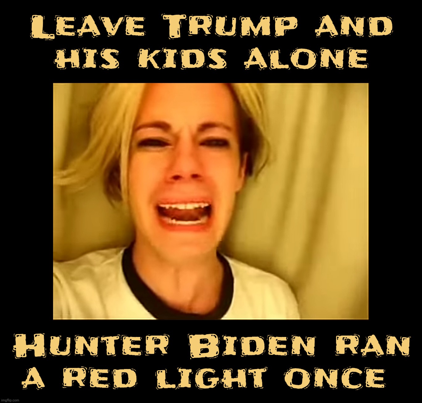 Leave Trump and
his kids alone; Hunter Biden ran
a red light once | made w/ Imgflip meme maker