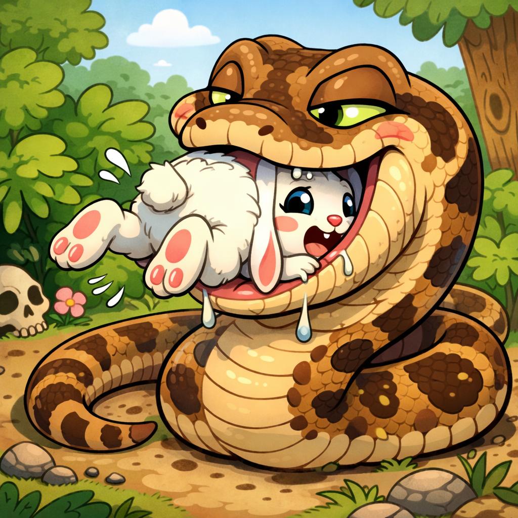 A boa constrictor eating a cute bunny Blank Meme Template
