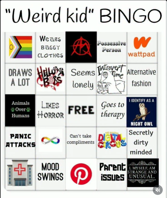 "weird kid" bingo Blank Meme Template