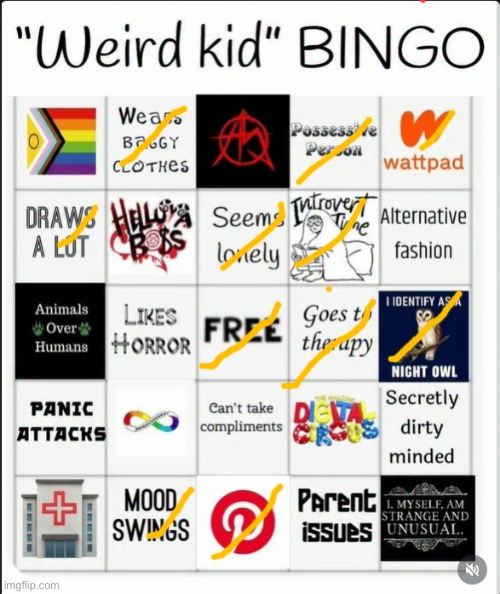 Not exactly weird, but I am a member of like a kajillon fandoms | image tagged in weird kid bingo | made w/ Imgflip meme maker