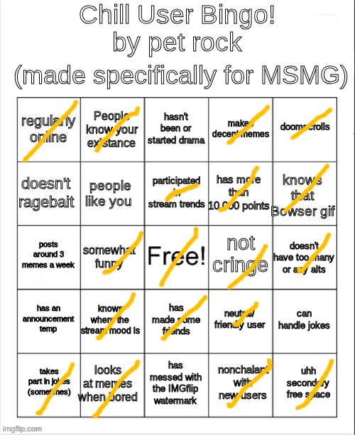 Chill Bingo by your local PetRock :> | image tagged in chill bingo by your local petrock | made w/ Imgflip meme maker