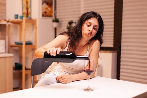 Woman drinking wine alone Blank Meme Template