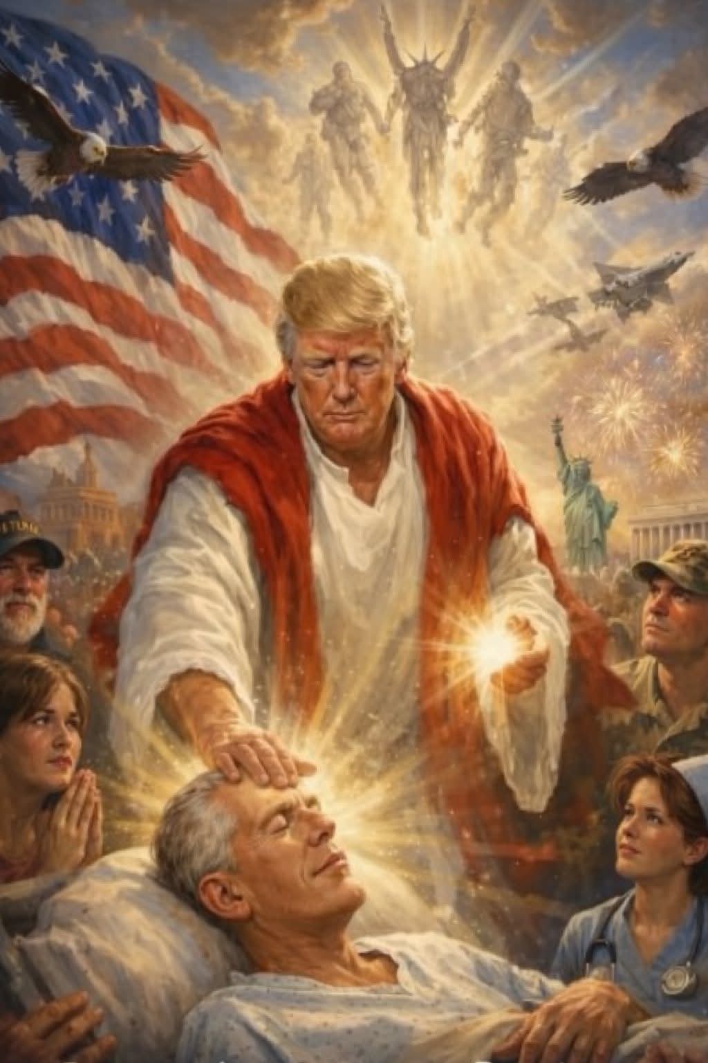Donald Trump as Jesus with Jeffrey Epstein Blank Meme Template