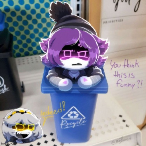uzi in trashcan bc intrusive thoughts | image tagged in uzi,murder drones | made w/ Imgflip meme maker