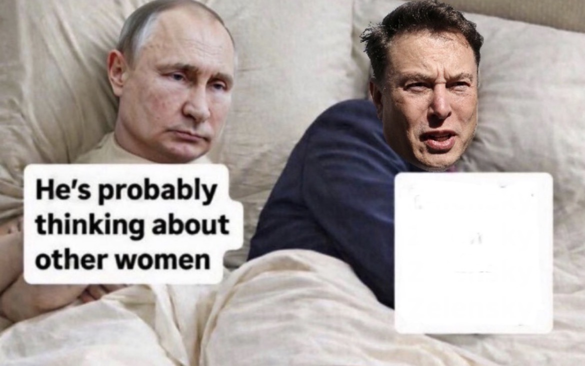 Putin Elon Musk in bed Blank Meme Template