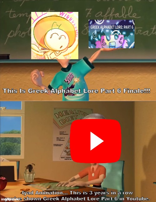Releasing GAL Part 6 in Public be like | This Is Greek Alphabet Lore Part 6 Finale!!! Iyad Animation... This is 3 years in a row you've shown Greek Alphabet Lore Part 6 in Youtube. | image tagged in jimmy neutron meme,greek alphabet lore | made w/ Imgflip meme maker
