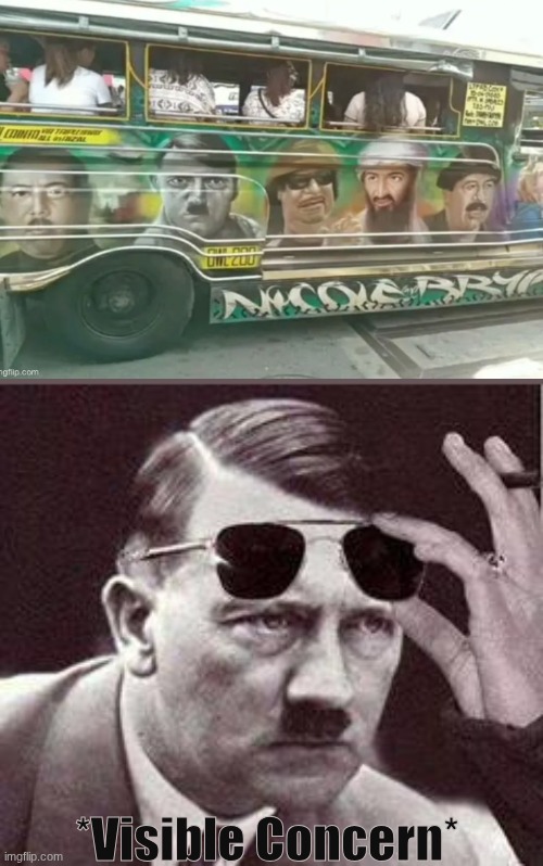 Why'd they include him? | *Visible Concern* | image tagged in hitler sunglasses,adolf hitler,hitler | made w/ Imgflip meme maker