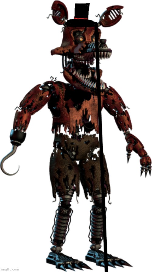 Ignore the black line,that was an accident. | image tagged in nightmare foxy,fancy | made w/ Imgflip meme maker