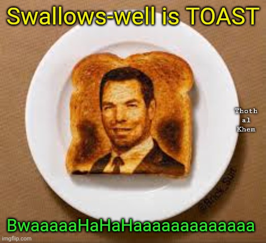 Eric Swalwell is Toast | Swallows-well is TOAST; Thoth al  Khem; BwaaaaaHaHaHaaaaaaaaaaaaa | image tagged in pervert swalwell,idiot democrat,traitorous liberal perverted democrat communist liar,eric swalwell,swalwell resigns | made w/ Imgflip meme maker
