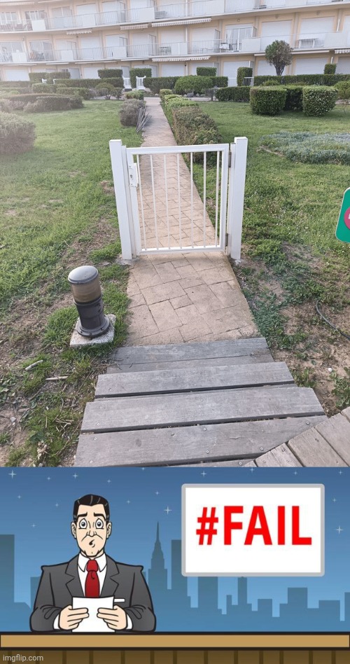 Nice try gate | image tagged in fail news,gate,gates,memes,fail,you had one job | made w/ Imgflip meme maker