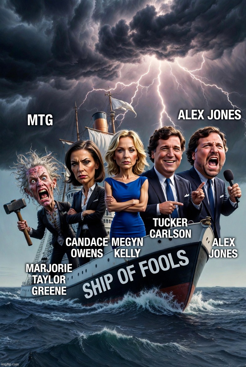 Tucker Qatarlson and the ship of fools Blank Meme Template