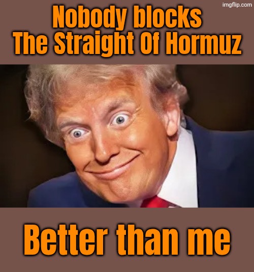 Trump | Nobody blocks The Straight Of Hormuz Better than me | image tagged in trump | made w/ Imgflip meme maker